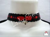 Choker Preta e Vermelha com Laço e Guizo