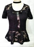 Blusa Renda Bojo Laço Gothic