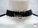 Choker Preta com Laço e Guizo