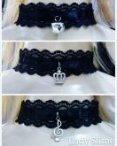 Choker Preta Renda com Guizo, Coroa ou Nota Musical