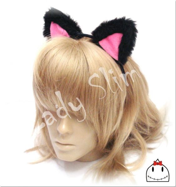 Fantasia Kit Gatinho Tiara Orelhinhas e Rabinho Cosplay Neko