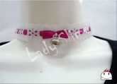 Choker Branca e Pink com Laço e Guizo