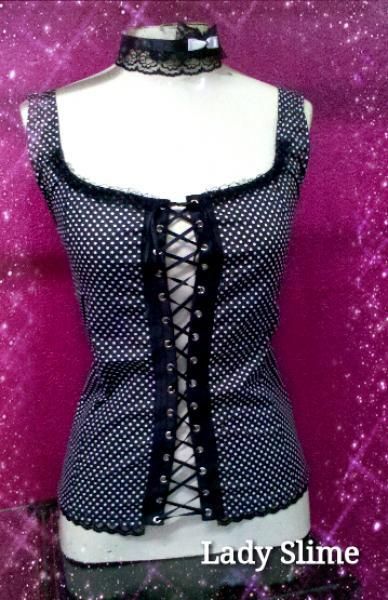 Blusa Corpete Preto Poa