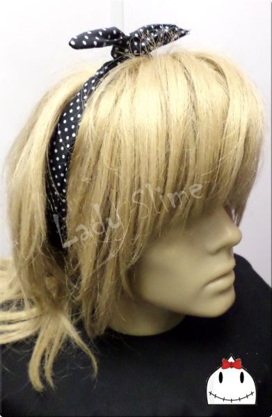 Faixa Pin Up Preta Poa Branco