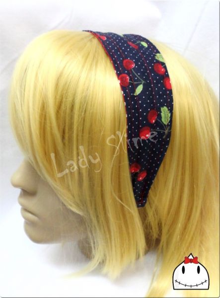 Tiara Dupla Face Azul Cerejas
